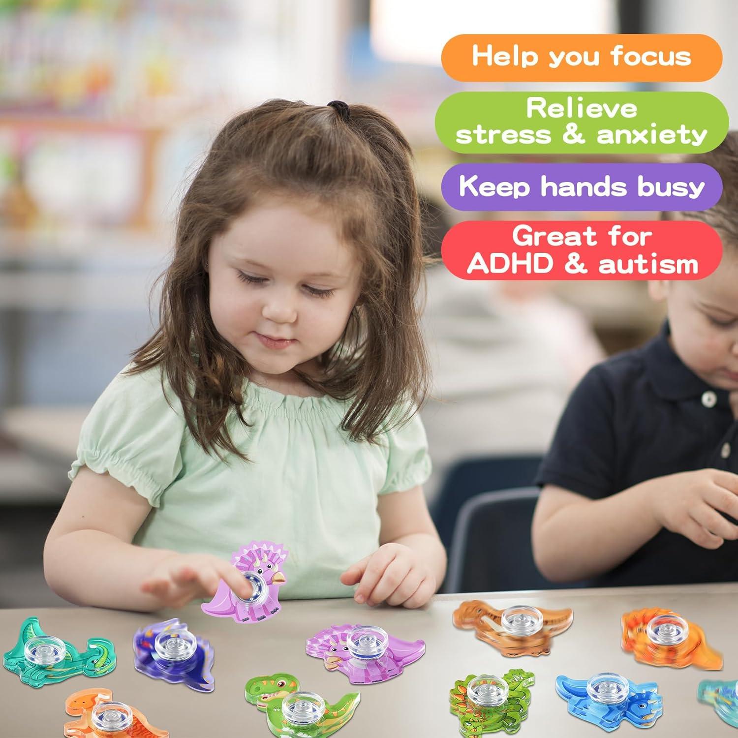 Set 24 Spinners Fidget Dinosaurios Alivio Estrés Niños