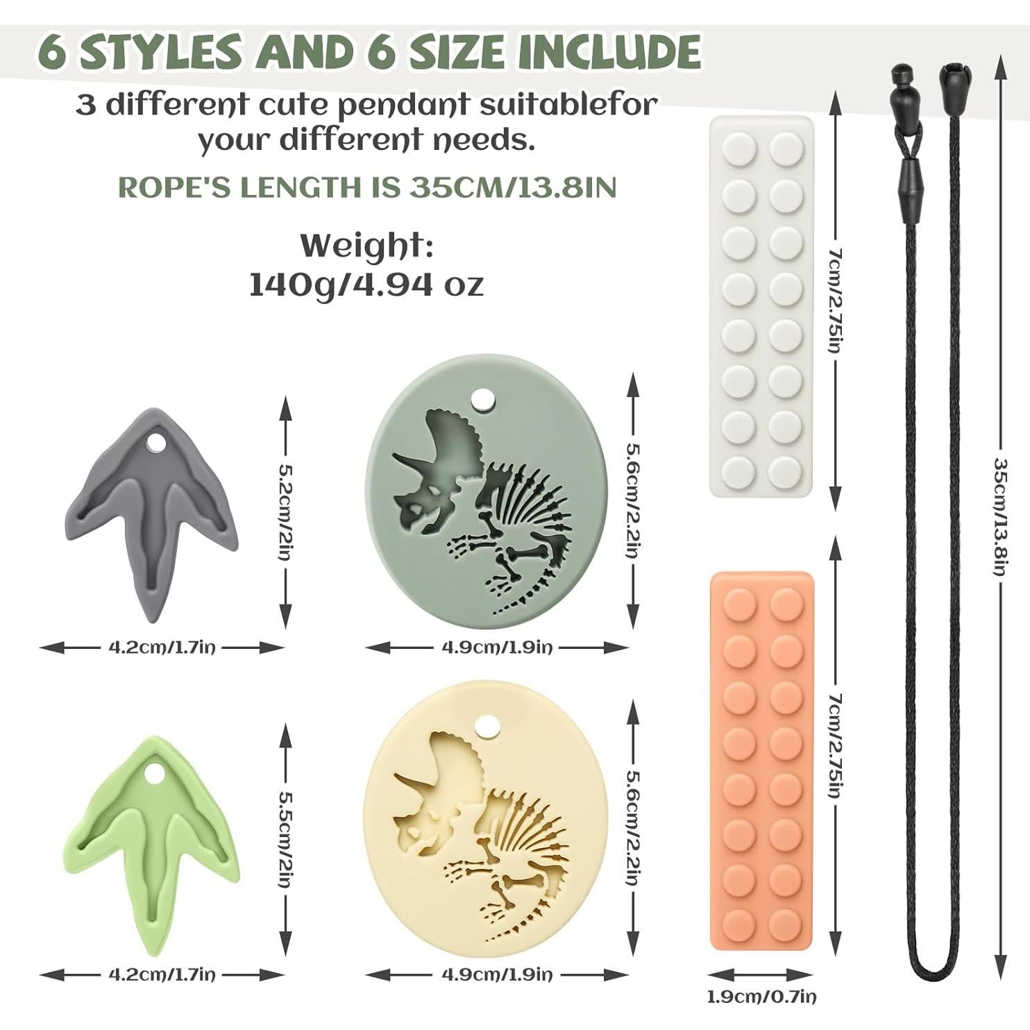 Collares Masticables Sensitivos de Silicona 100% Grado Alimenticio - Paquete de 6