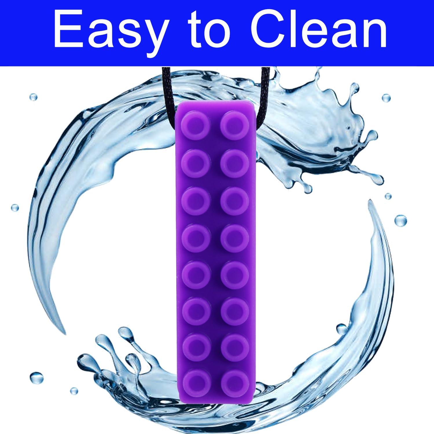 Sensory Chew Necklace 1-Pieces-Brick Chew Necklaces for Kids with Autism, ADHD, SPD, Chewing, Oral Motor (Purple)