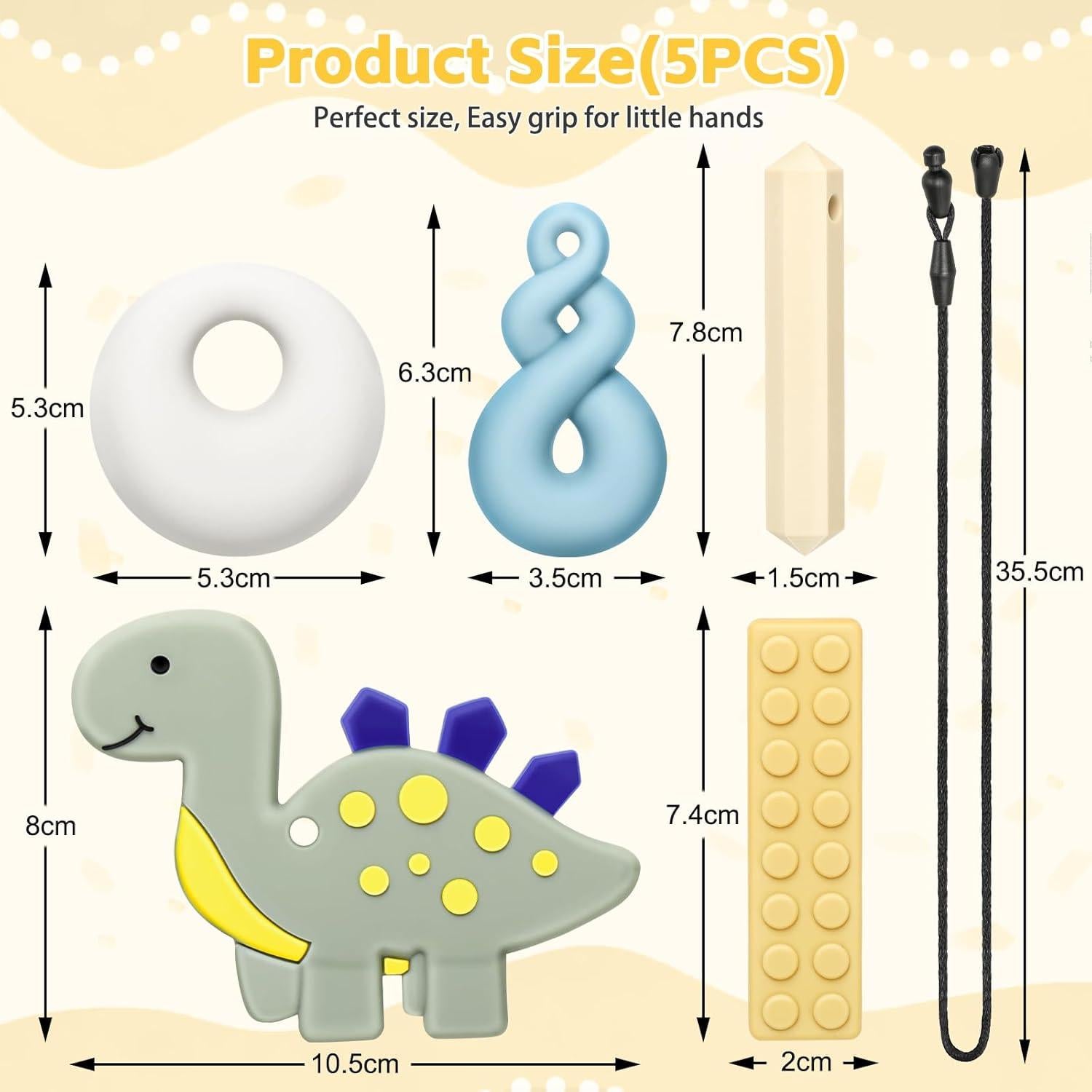 Collares Masticables Sensoriales MISSLILI - Set de 5 Juguetes