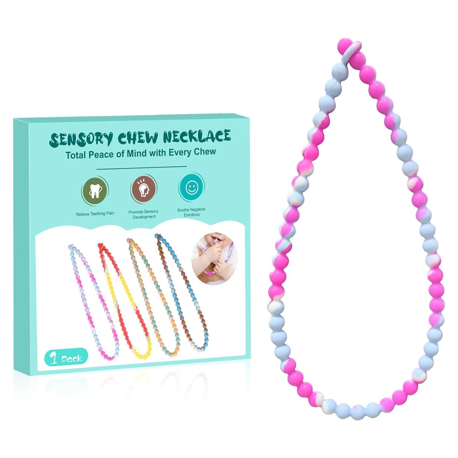 Collar de Dentición de Silicona Rosa - Seguridad Integrada