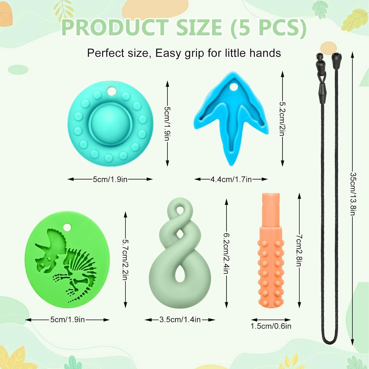 Collares Masticables Sensory MR.TIMELAG - Paquete de 5 Unidades