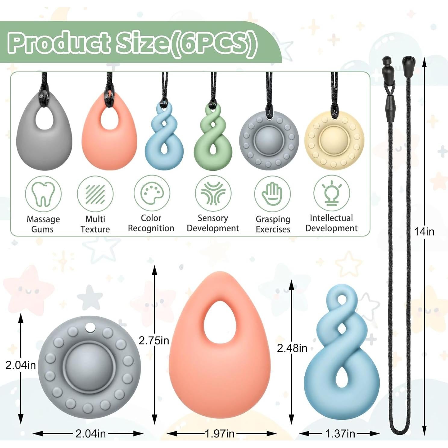 Juguetes Sensoriales Masticables MISSLILI - 6 Piezas Silicona