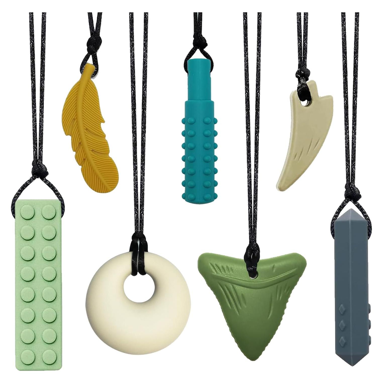 Collares Masticables Sensoriales 7 PCS Silicona Libre BPA