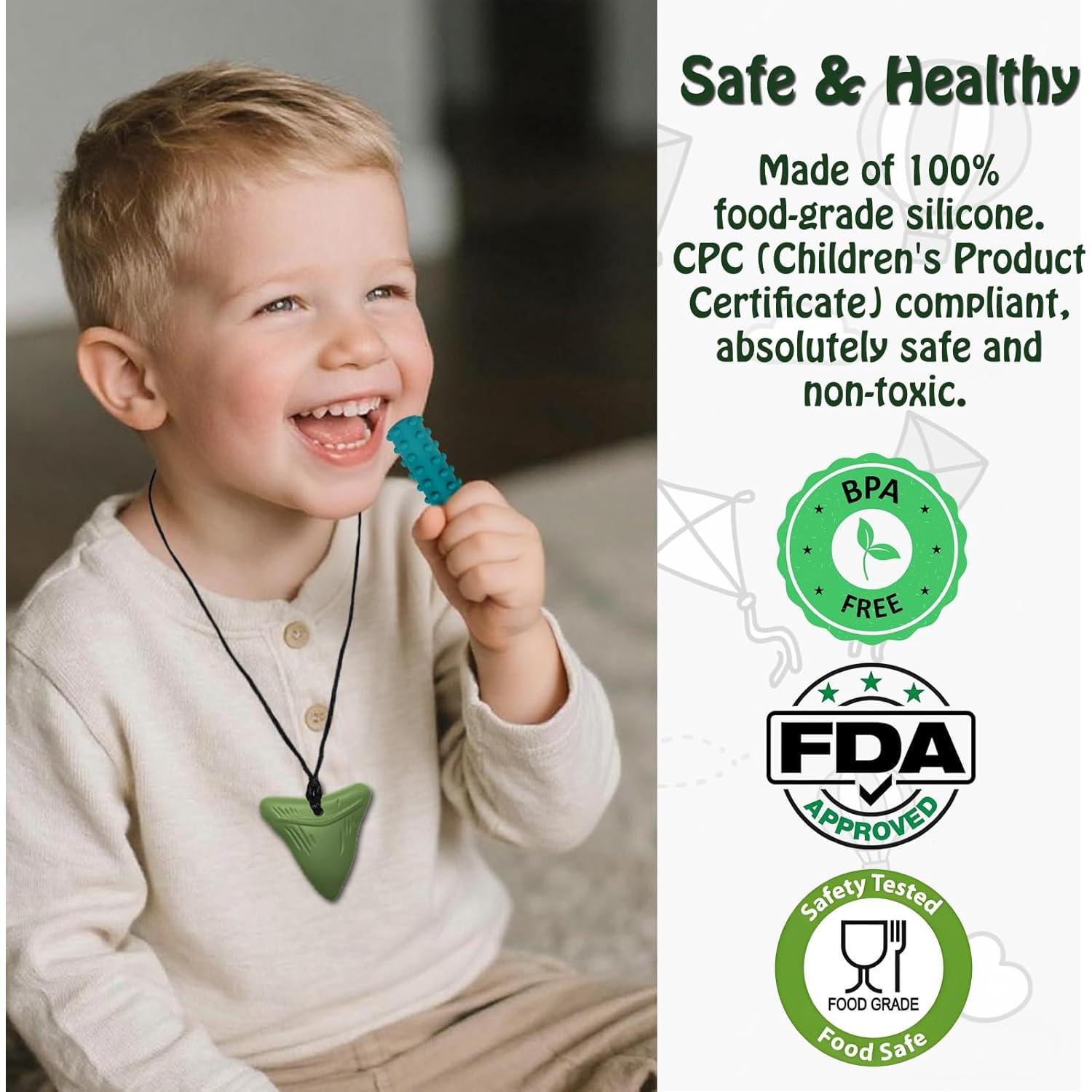 Collares Masticables Sensoriales 7 PCS Silicona Libre BPA