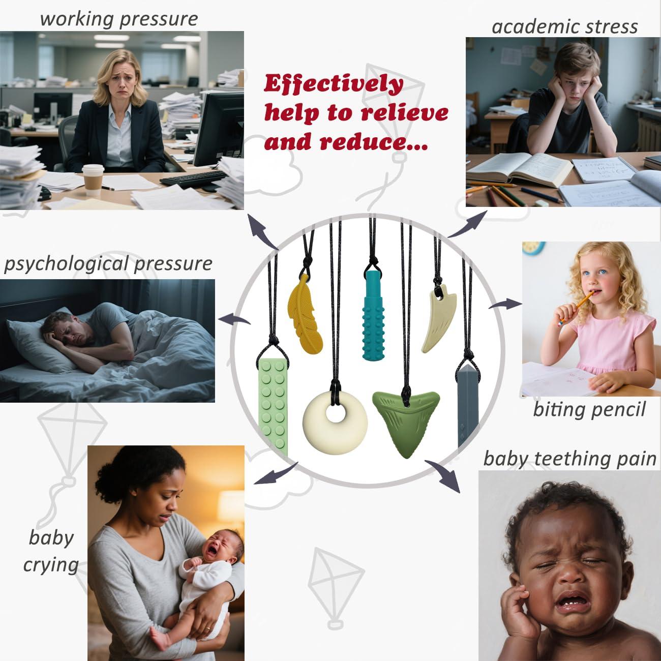 Collares Masticables Sensoriales 7 PCS Silicona Libre BPA