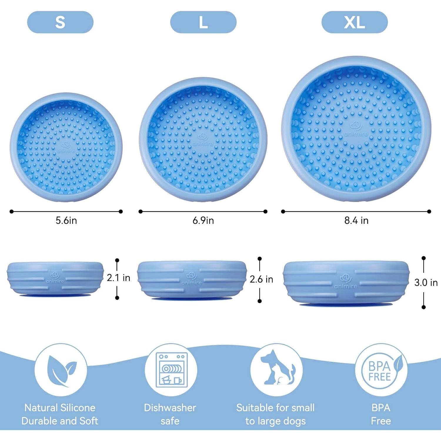 Tazón de Lamer Animire Azul Bebé L - Silicona Antideslizante