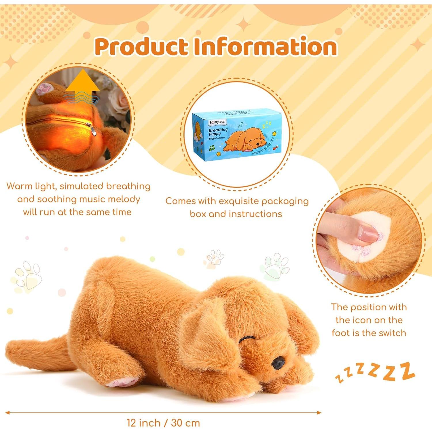 Perro de Peluche Respirador HyDren Golden Retriever 30 cm