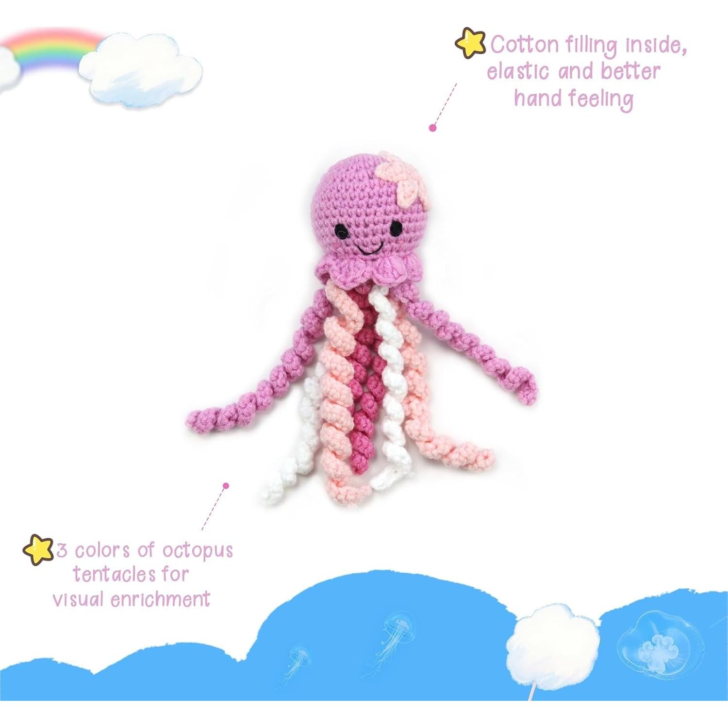 Pulpo de Ganchillo para Bebés NICU - Confort Suave Púrpura