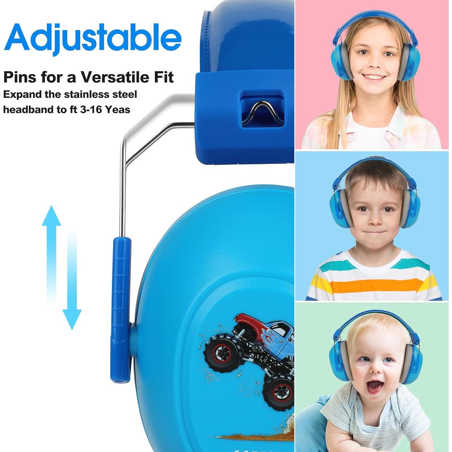 Auriculares con Cancelación de Ruido Niños Azul Camión de Monstruos