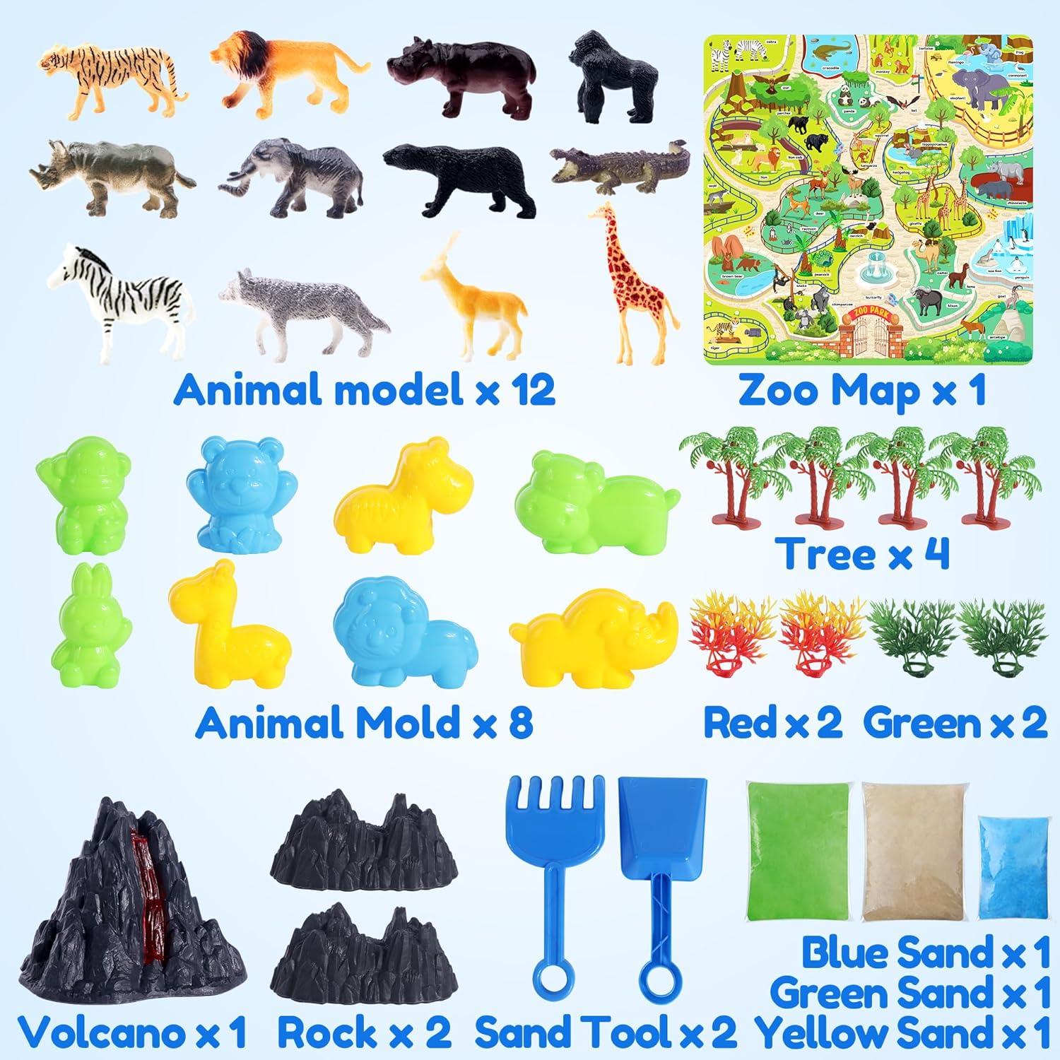 Kit de Arena Sensorial Billeeit 38.1x30.5cm 38pcs Animales