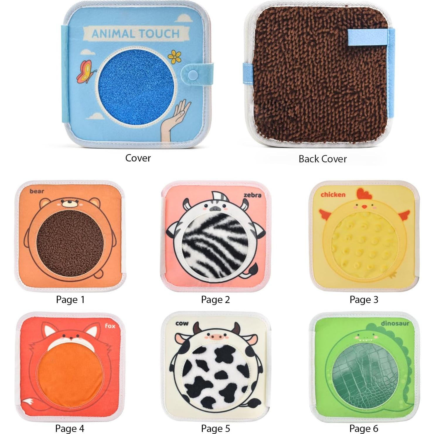 Libro Táctil Sensorial de Animales Qustikuri 17.97x17.97cm