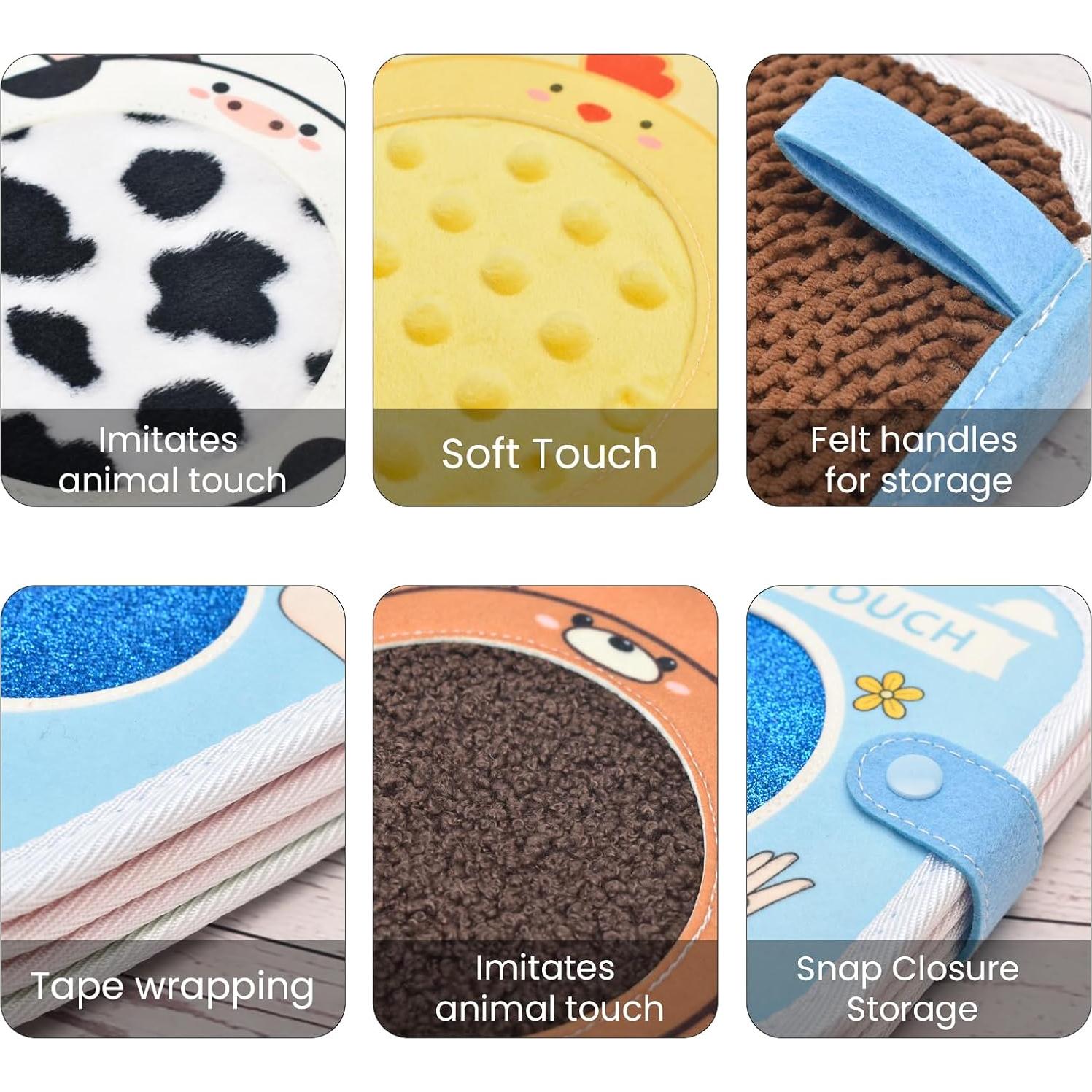 Libro Táctil Sensorial de Animales Qustikuri 17.97x17.97cm