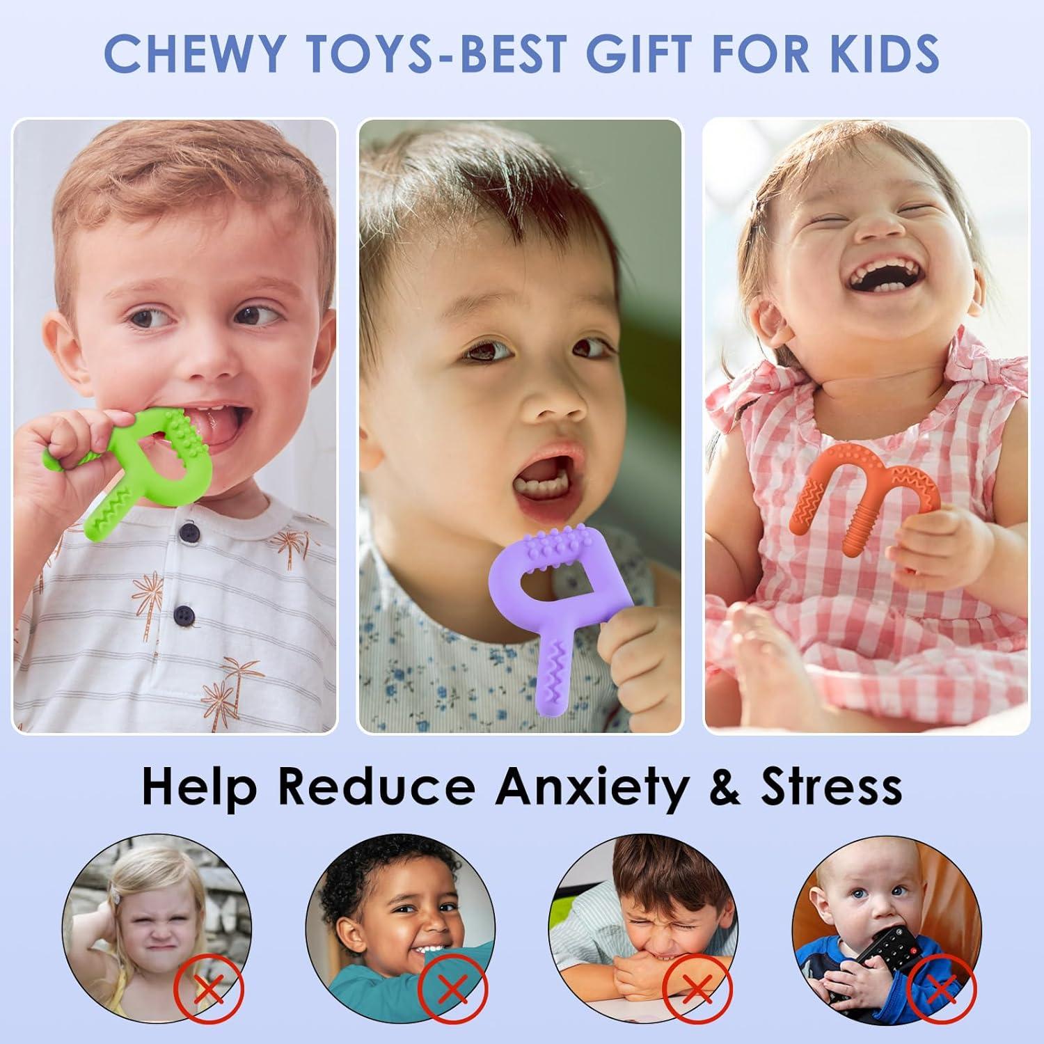 Juguetes Masticables Sensoriales ERKOON 4 Piezas Silicona