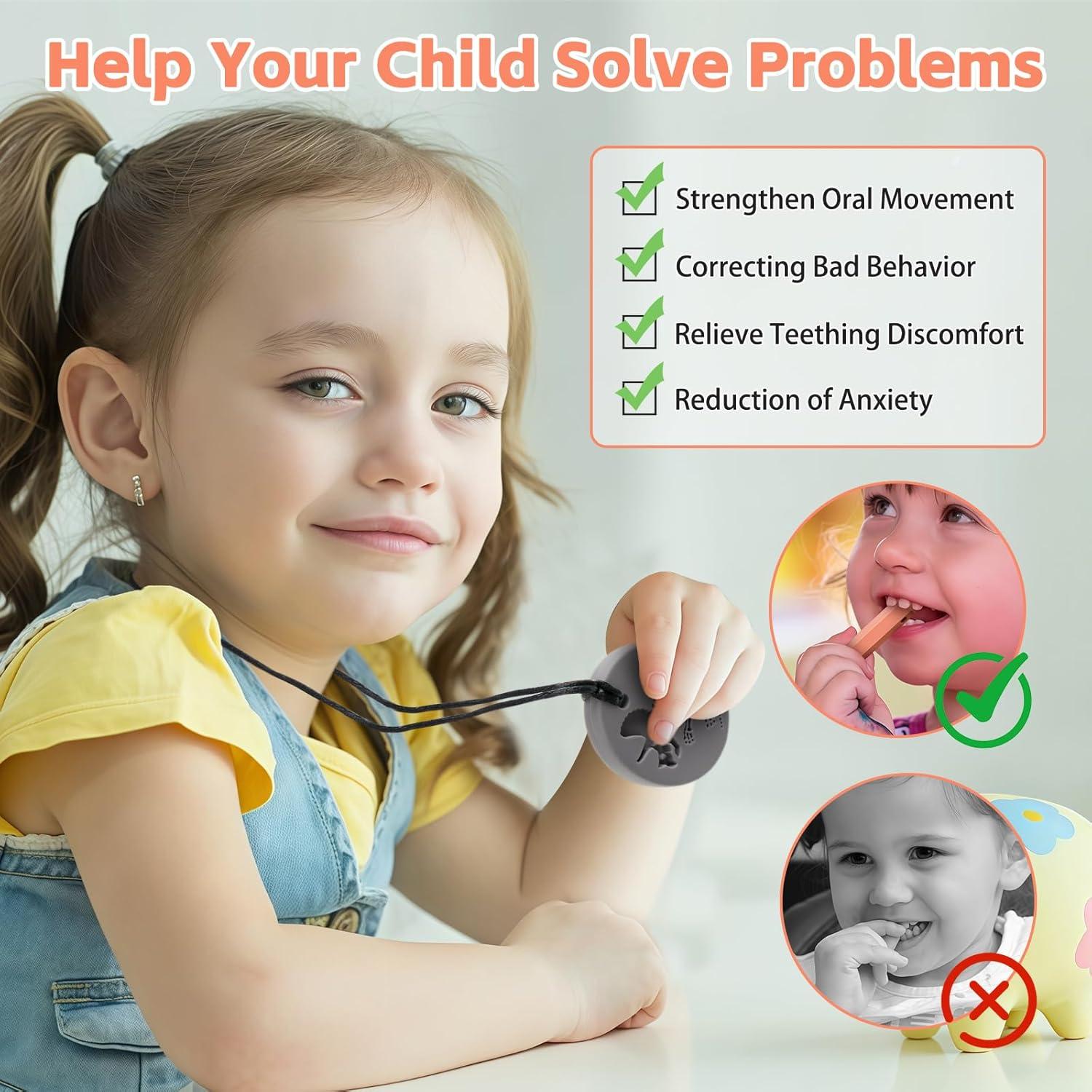 Collares Masticables Sensoriales MISSLILI - Set de 5 Juguetes para Autismo y TDAH