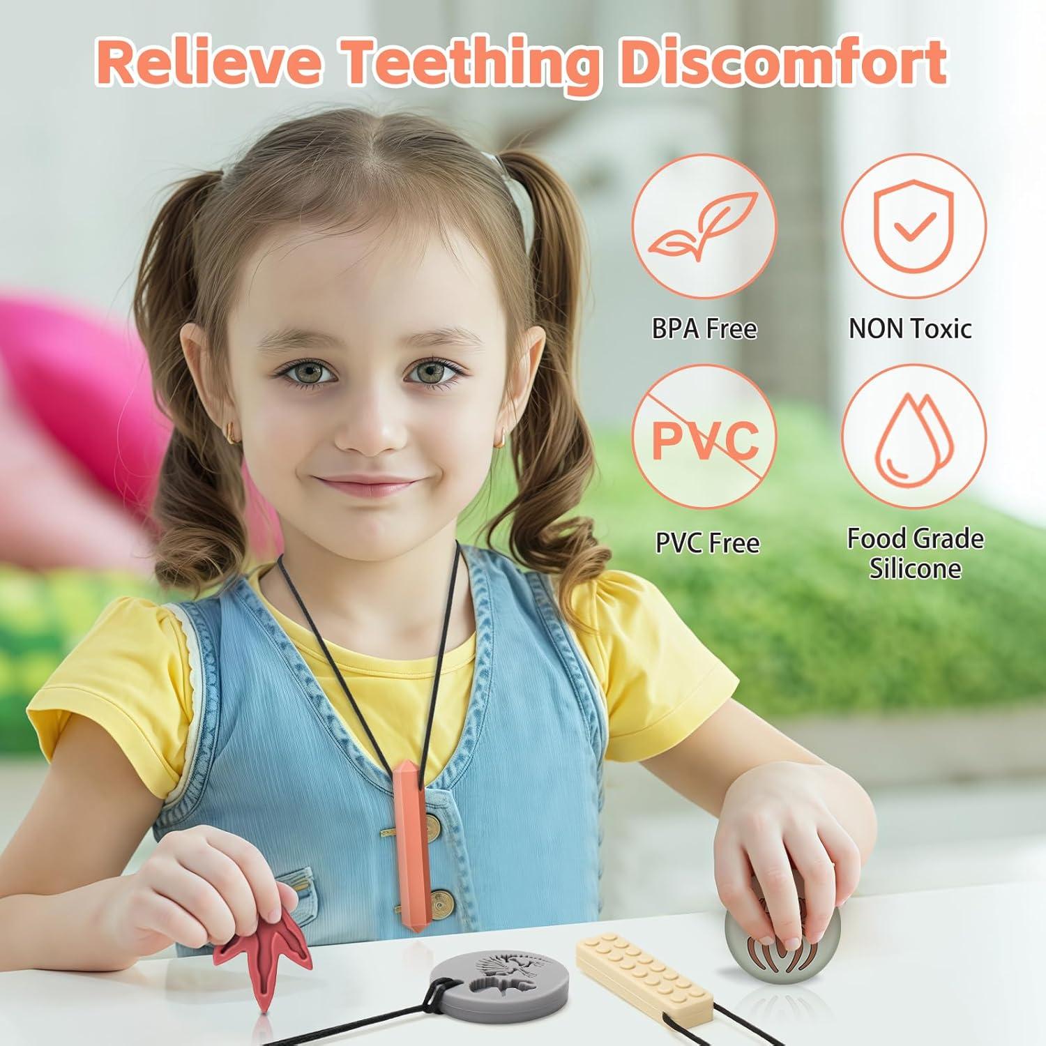 Collares Masticables Sensoriales MISSLILI - Set de 5 Juguetes para Autismo y TDAH