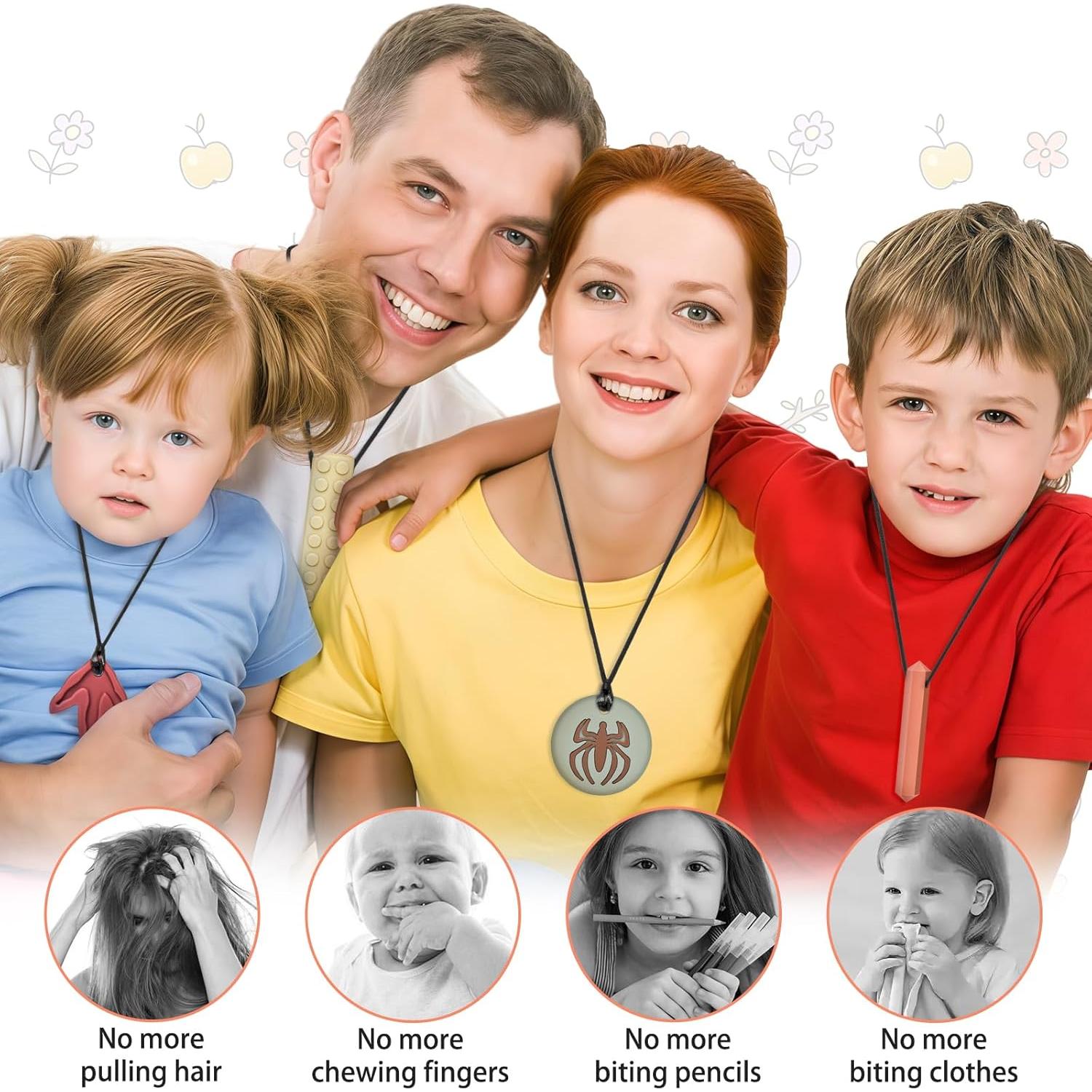 Collares Masticables Sensoriales MISSLILI - Set de 5 Juguetes para Autismo y TDAH