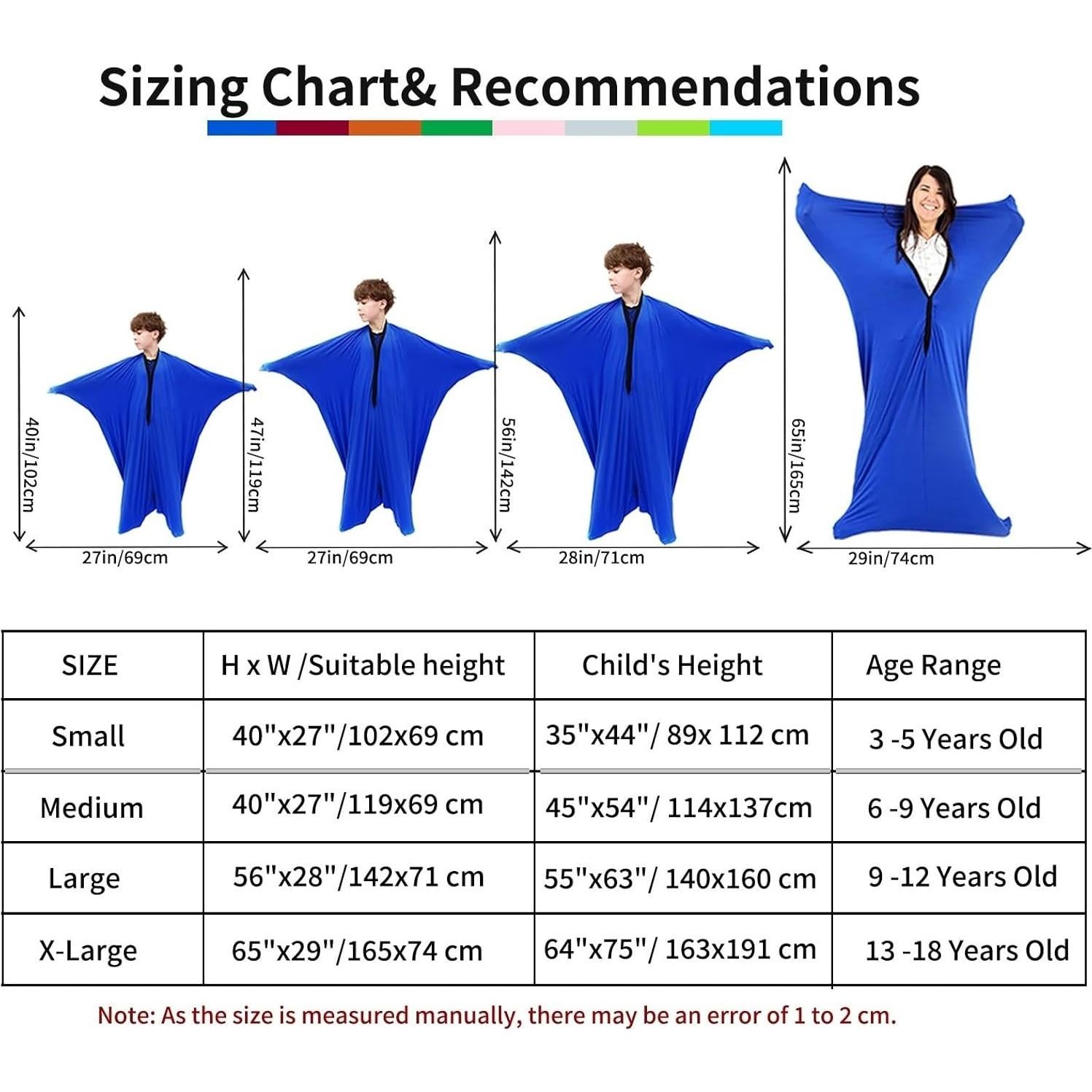 Calcetín Sensorial Corporal KANGXYSQ Azul Oscuro Grande 142x71 cm