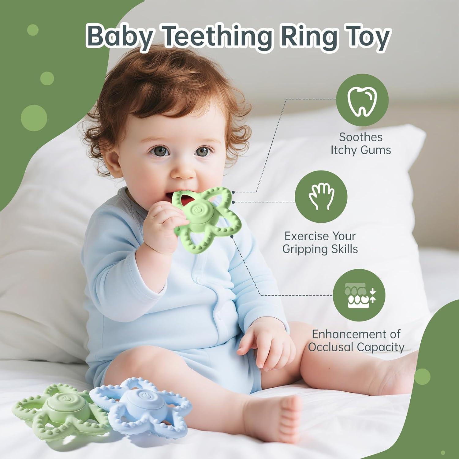 Juguete de Masticar Sensorial CrsaSwivo Verde para Bebés