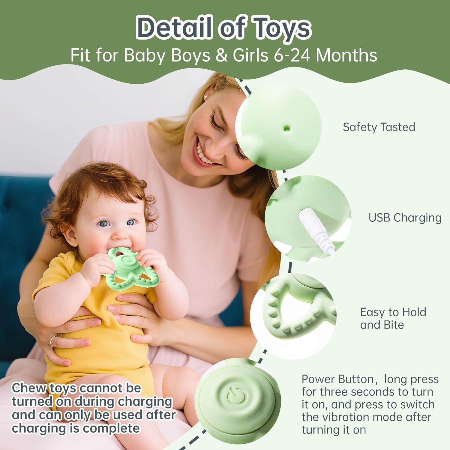 Juguete de Masticar Sensorial CrsaSwivo Verde para Bebés