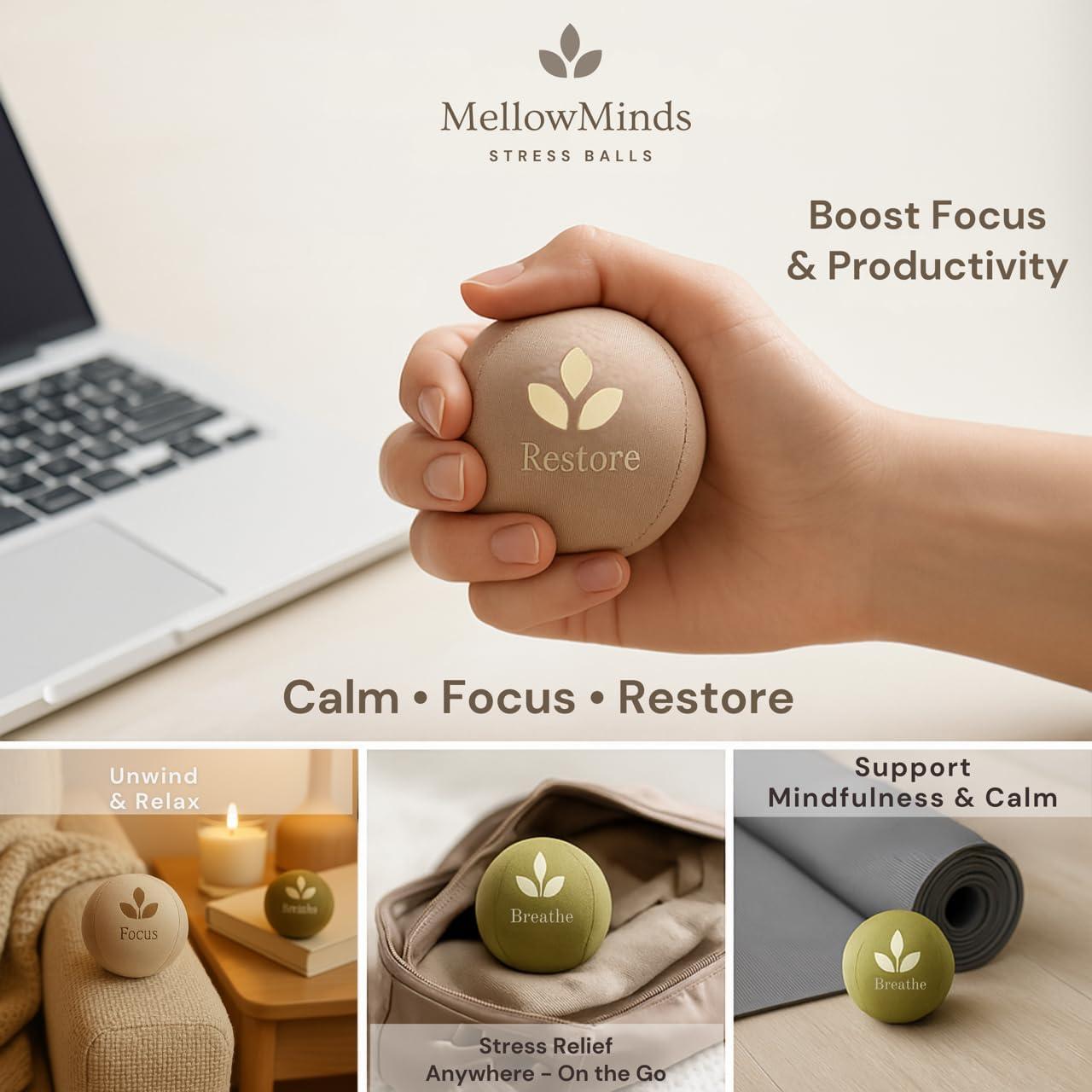 Pelotas Antiestrés MellowMinds - Set de 3 Pelotas Terapéuticas