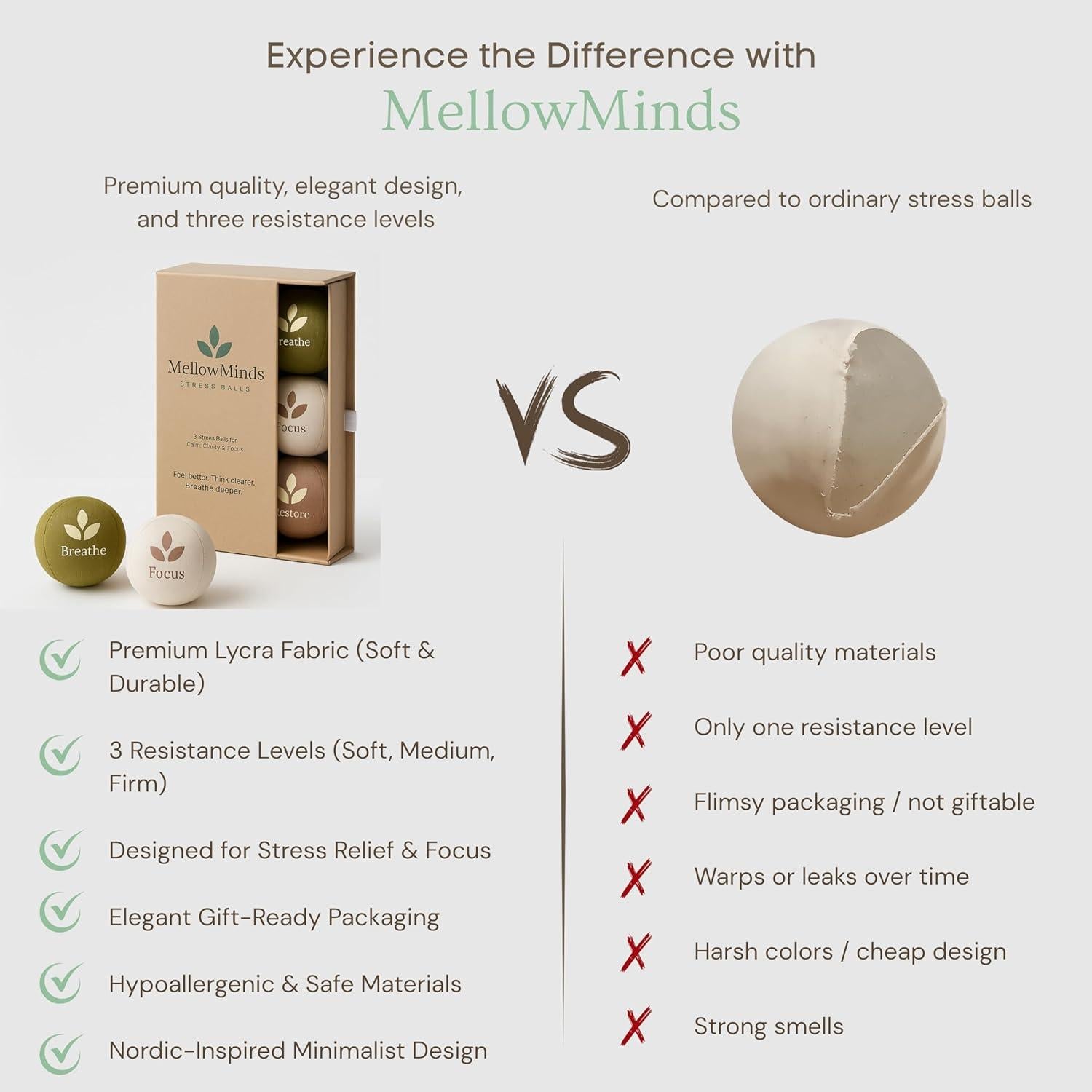 Pelotas Antiestrés MellowMinds - Set de 3 Pelotas Terapéuticas