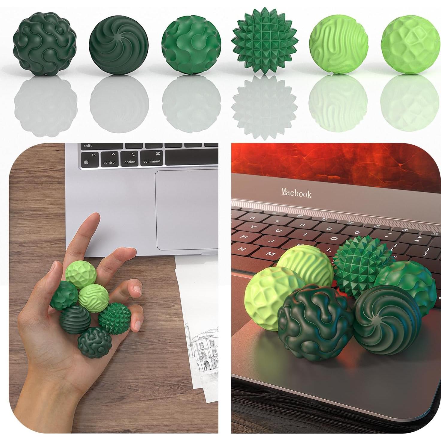 Bolas Magnéticas Antiestrés FZChenrry - Juguete Sensorial Verde 6 Piezas