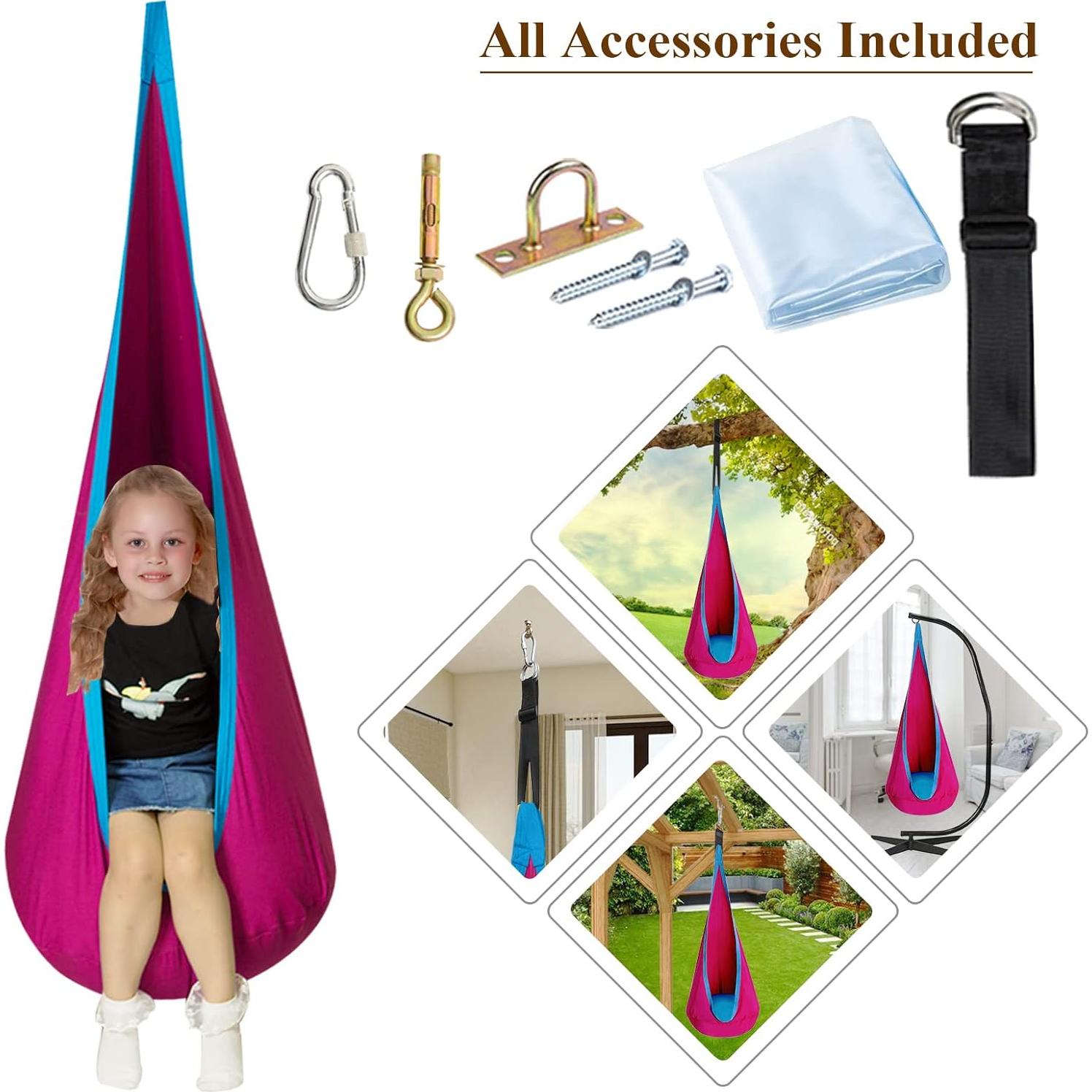 Silla Colgante C-CHAIN Rosa para Niños con Cojín Inflable