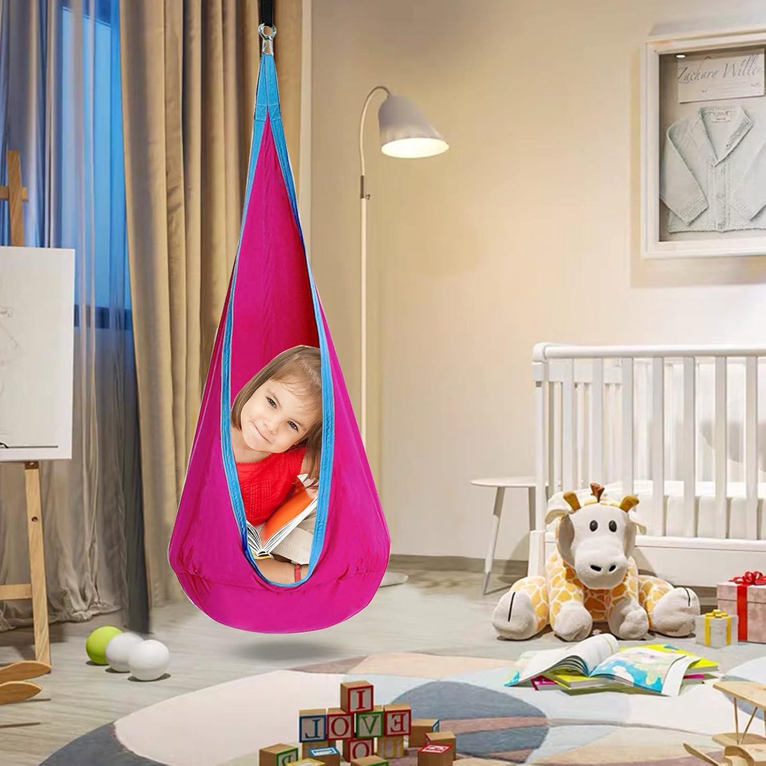 Silla Colgante C-CHAIN Rosa para Niños con Cojín Inflable