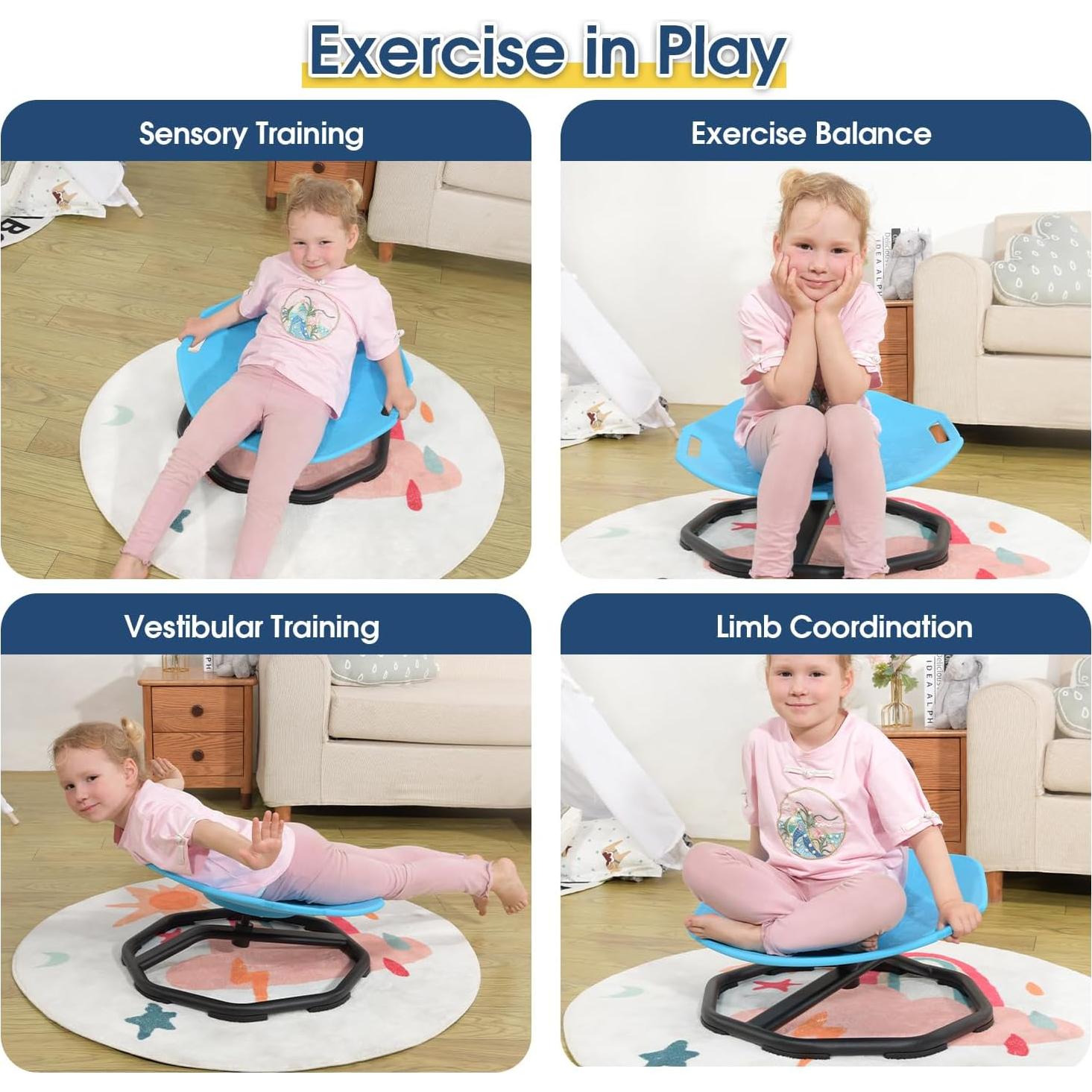 Silla Giratoria Sensorial Jakinoy Azul para Niños Autistas