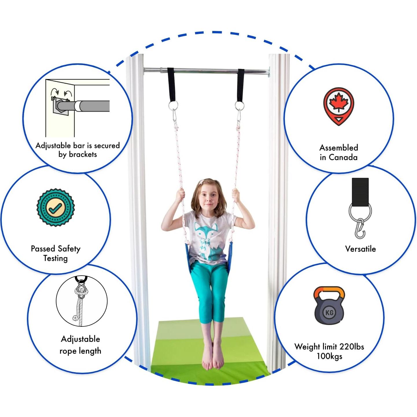 Kit de Columpio de Puerta DreamGYM para Niños - Barra, Anillos y Escalera