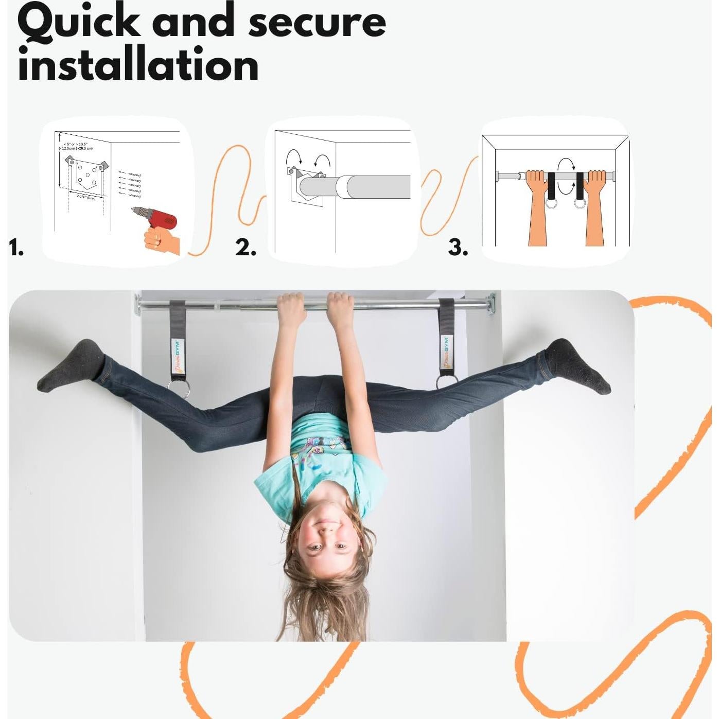 Kit de Columpio de Puerta DreamGYM para Niños - Barra, Anillos y Escalera