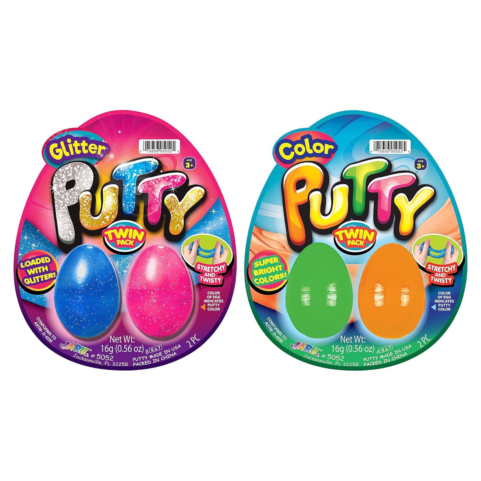 Set de Putty Brillo en la Oscuridad JA-RU - 4 Huevos Neón y Purpurina