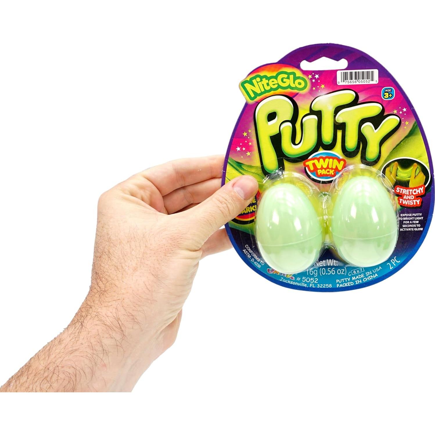 Set de Putty Brillo en la Oscuridad JA-RU - 4 Huevos Neón y Purpurina