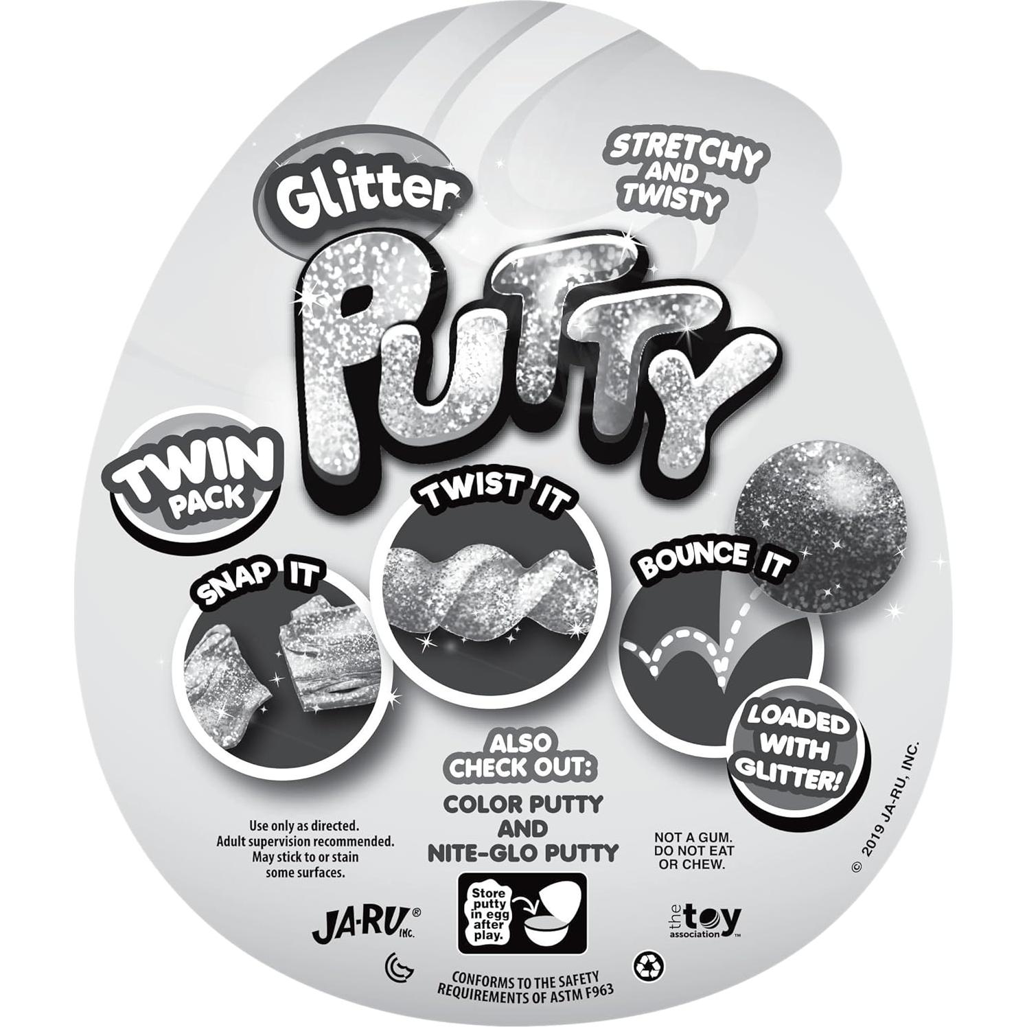 Set de Putty Brillo en la Oscuridad JA-RU - 4 Huevos Neón y Purpurina