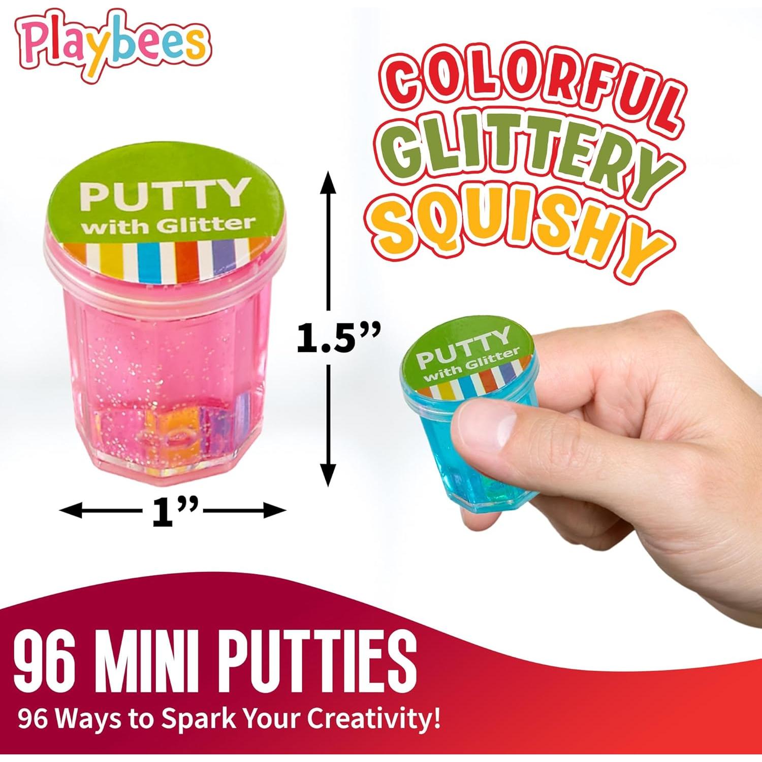 Playbees Mini Putty Brillante - 96 Piezas Lodo Neón Antiestrés