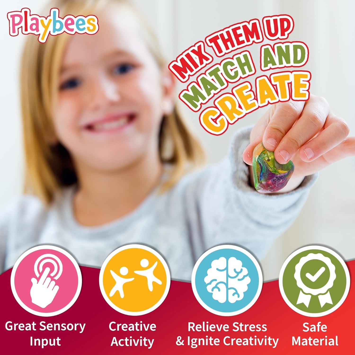 Playbees Mini Putty Brillante - 96 Piezas Lodo Neón Antiestrés