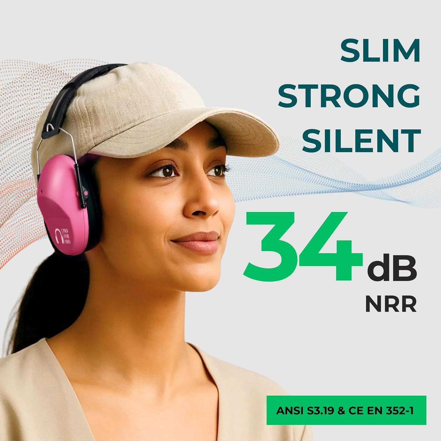 Auriculares Pro For Sho 34dB NRR Protección Auditiva Rosa