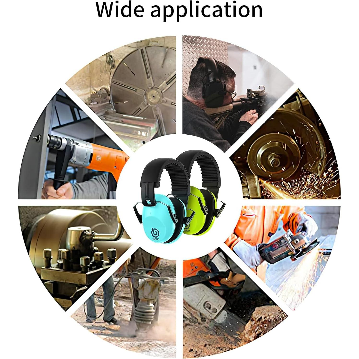 Paquete de 2 Auriculares de Seguridad NRR 20dB - Azul y Verde