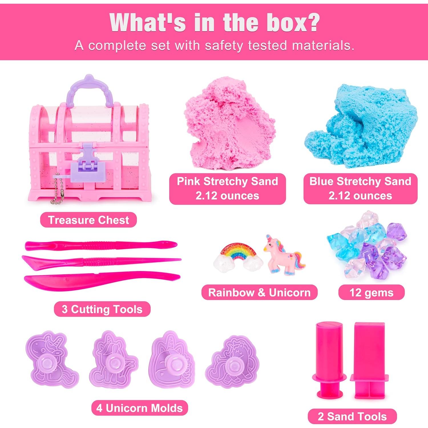 Kit de Arena Sensorial Estirable Unicornio Carolart 26 Piezas