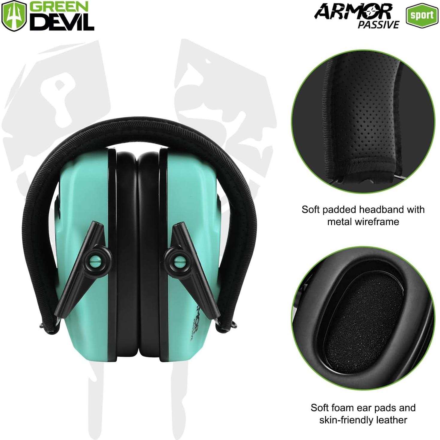 Orejeras Pasivas GREEN DEVIL Protección Auditiva Tiro Azul