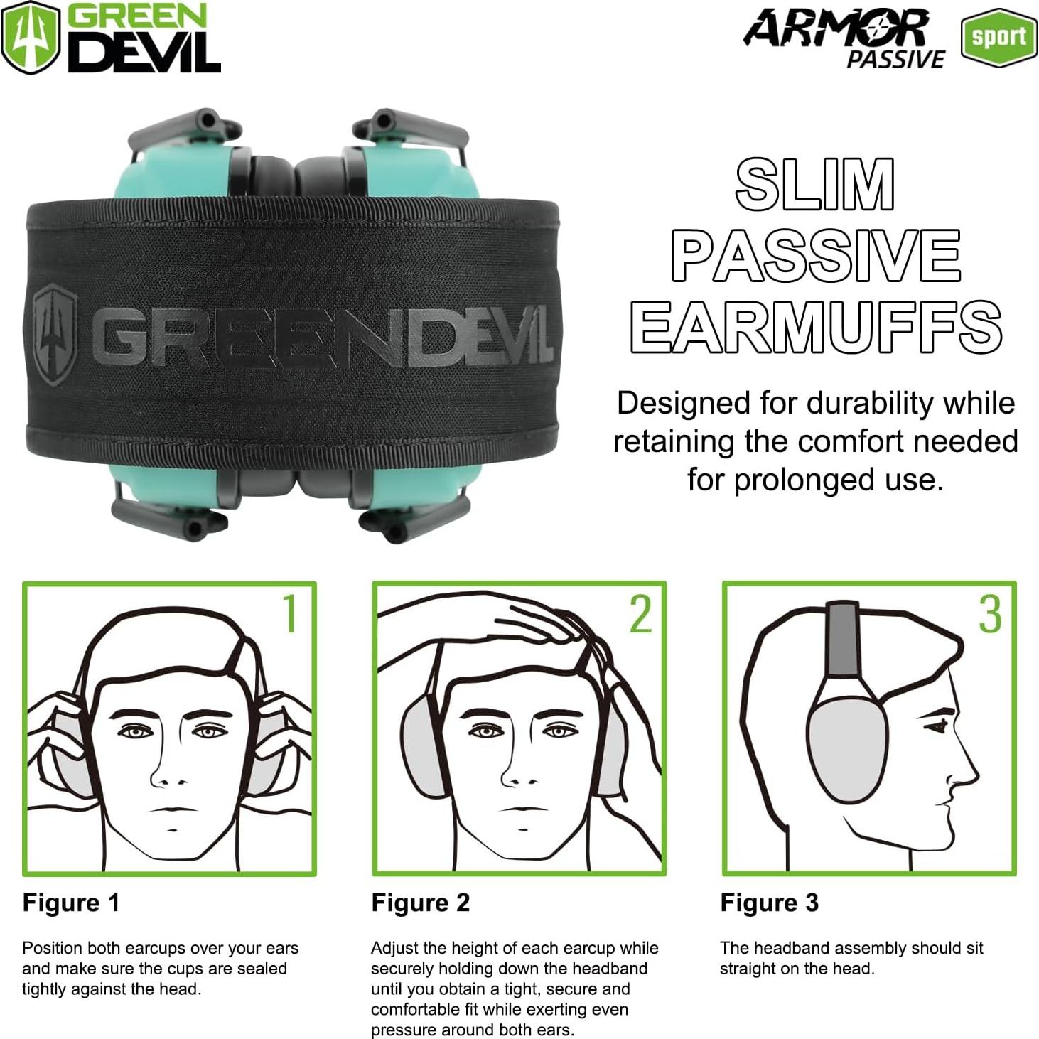 Orejeras Pasivas GREEN DEVIL Protección Auditiva Tiro Azul