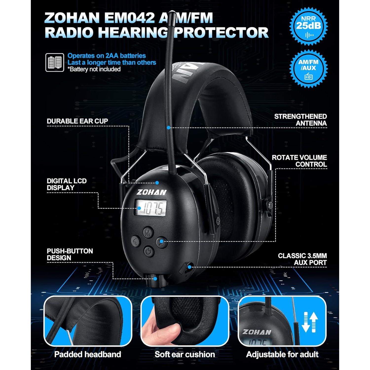 Auriculares ZOHAN EM042 AM/FM con Radio y Reducción de Ruido
