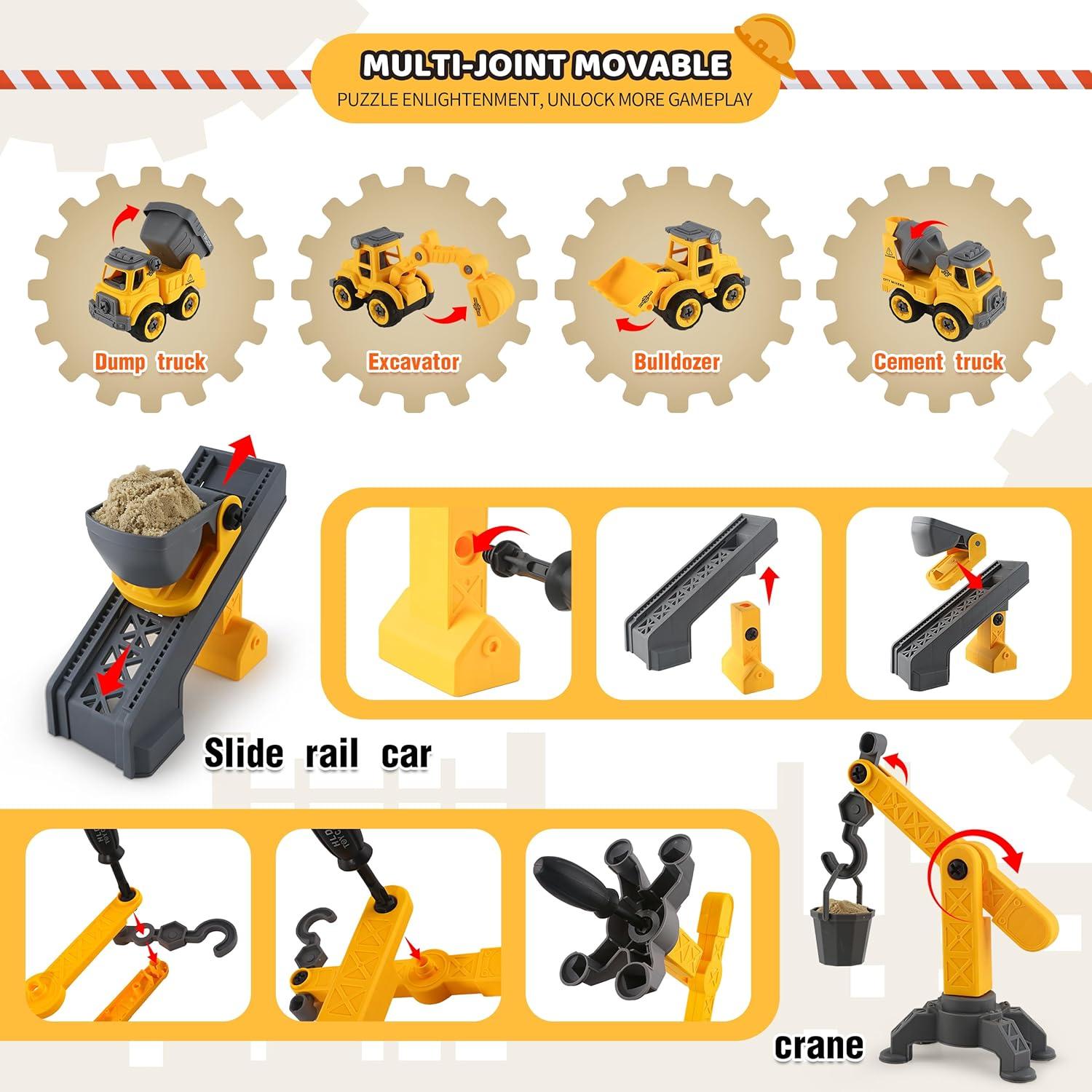 Juego Sensorial de Arena Asoxt 43 Piezas - 0.91 kg Arena, Camiones