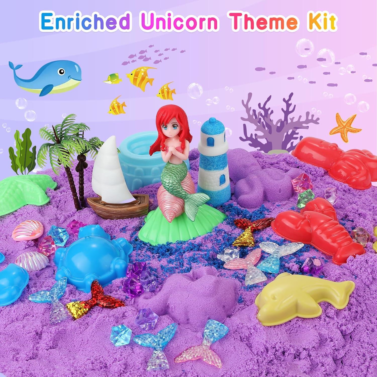 Caja Sensorial de Arena Unicornio y Sirena Lokuc 60 Piezas 1.62 kg