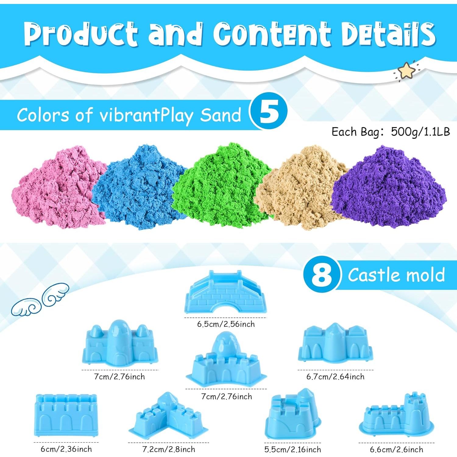 Juego de Arena Mágica Busaurus 2.5Kg 5 Colores y Moldes