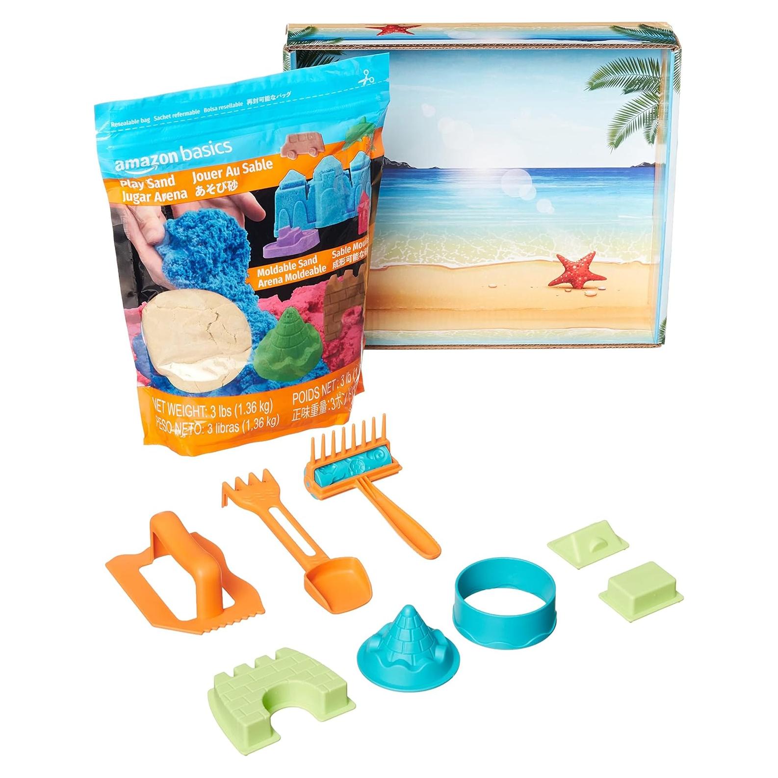 Arena Moldeable Amazon Basics 1.36 kg con Moldes y Herramientas