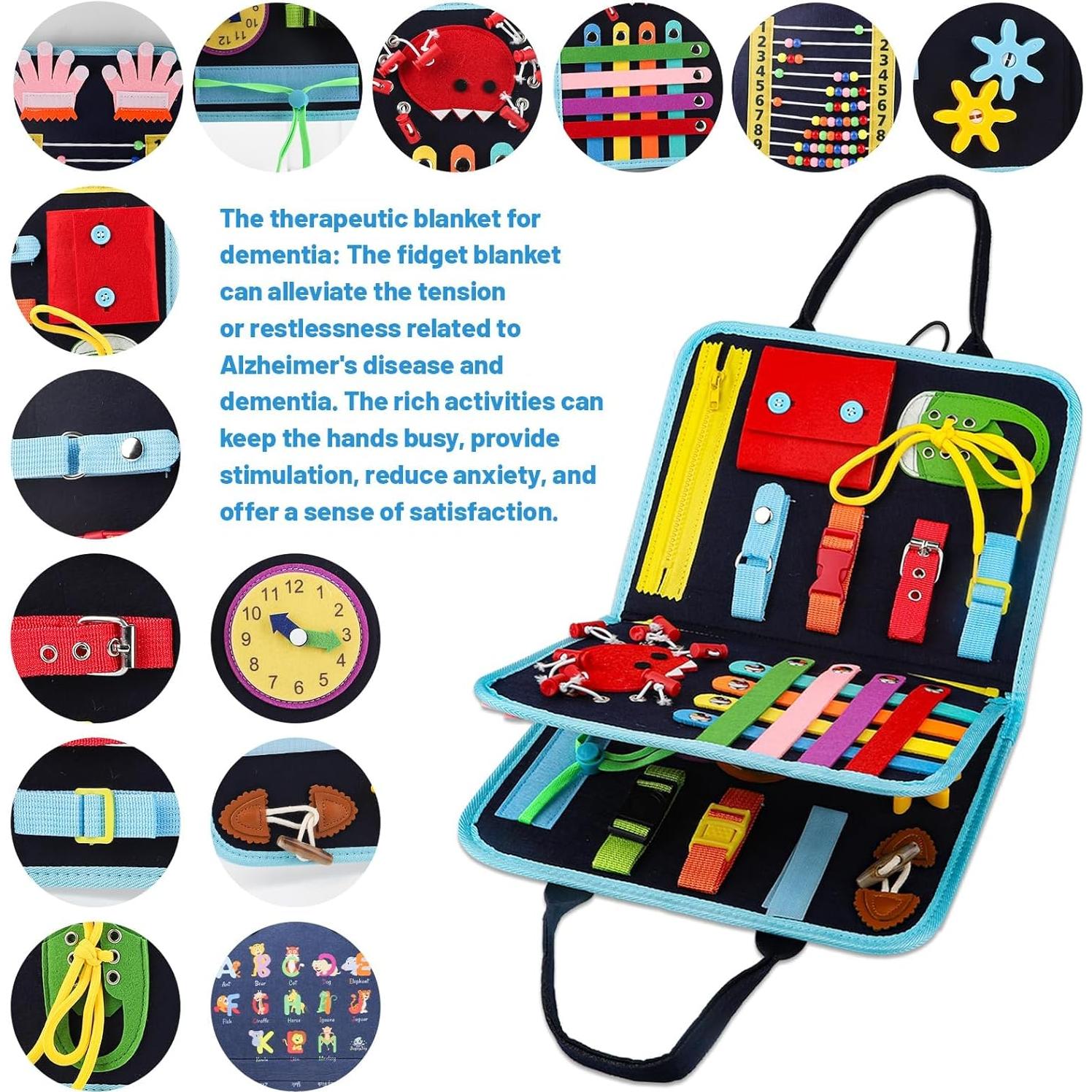 Paquete de 4 mantas de fidget HNYG para adultos con demencia