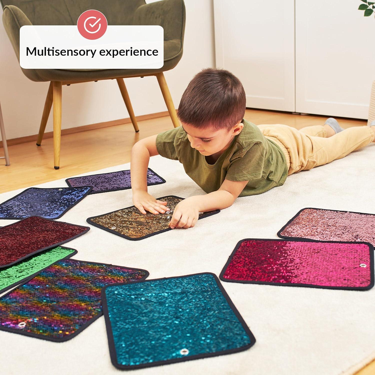 Mats Sensoriales de Lentejuelas Odoxia - Paquete de 10 Rectángulos