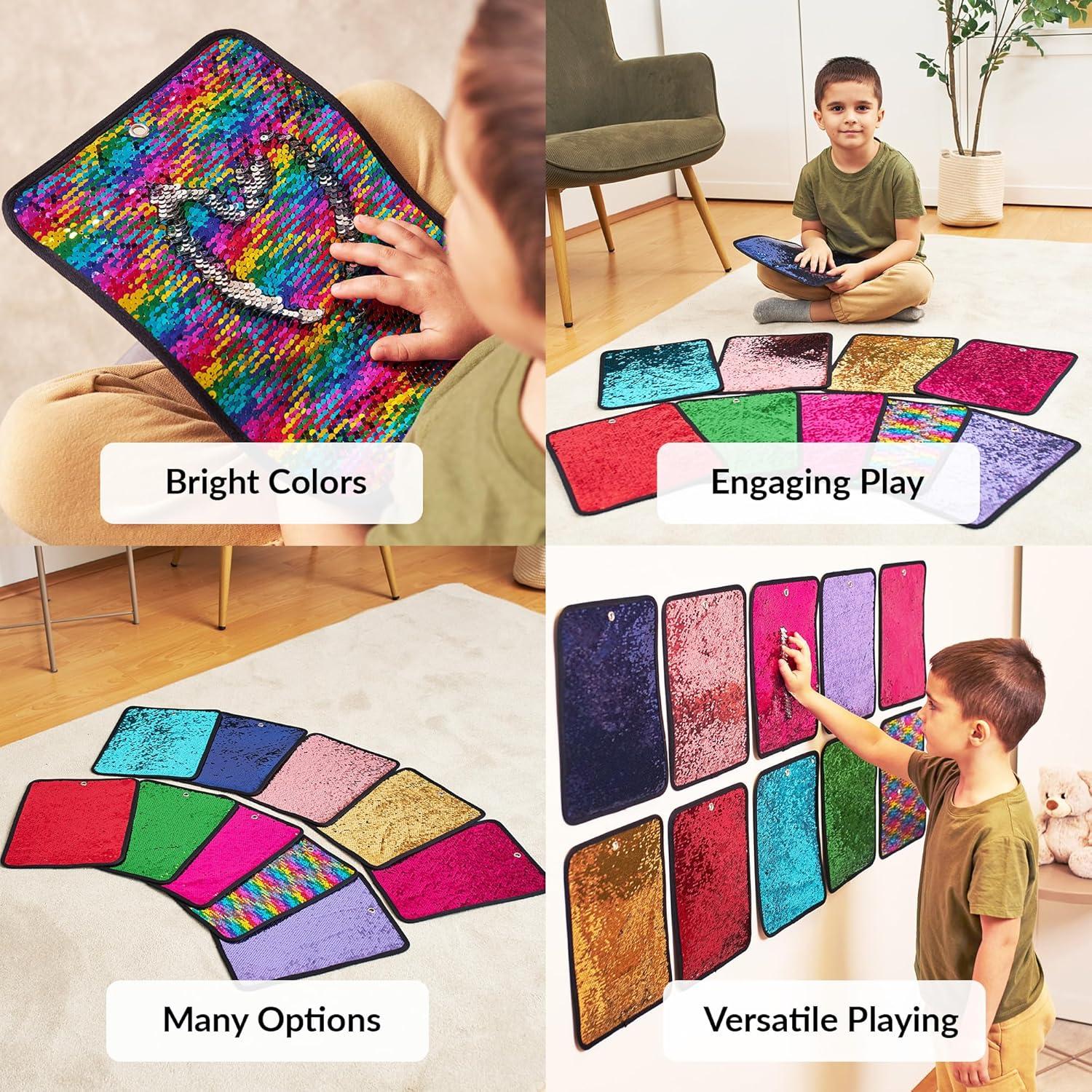 Mats Sensoriales de Lentejuelas Odoxia - Paquete de 10 Rectángulos